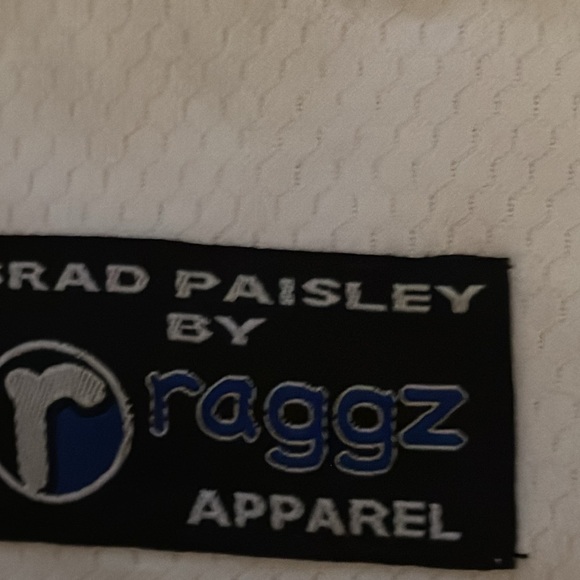 Raggz Brad‎ Paisley # 9 white pink short sleeve jersey top flaw Sz S - Picture 3 of 5